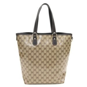 GUCCI tote bag GG crystal 265693 dark brown beige PVC leather ladies | AlmaBagz