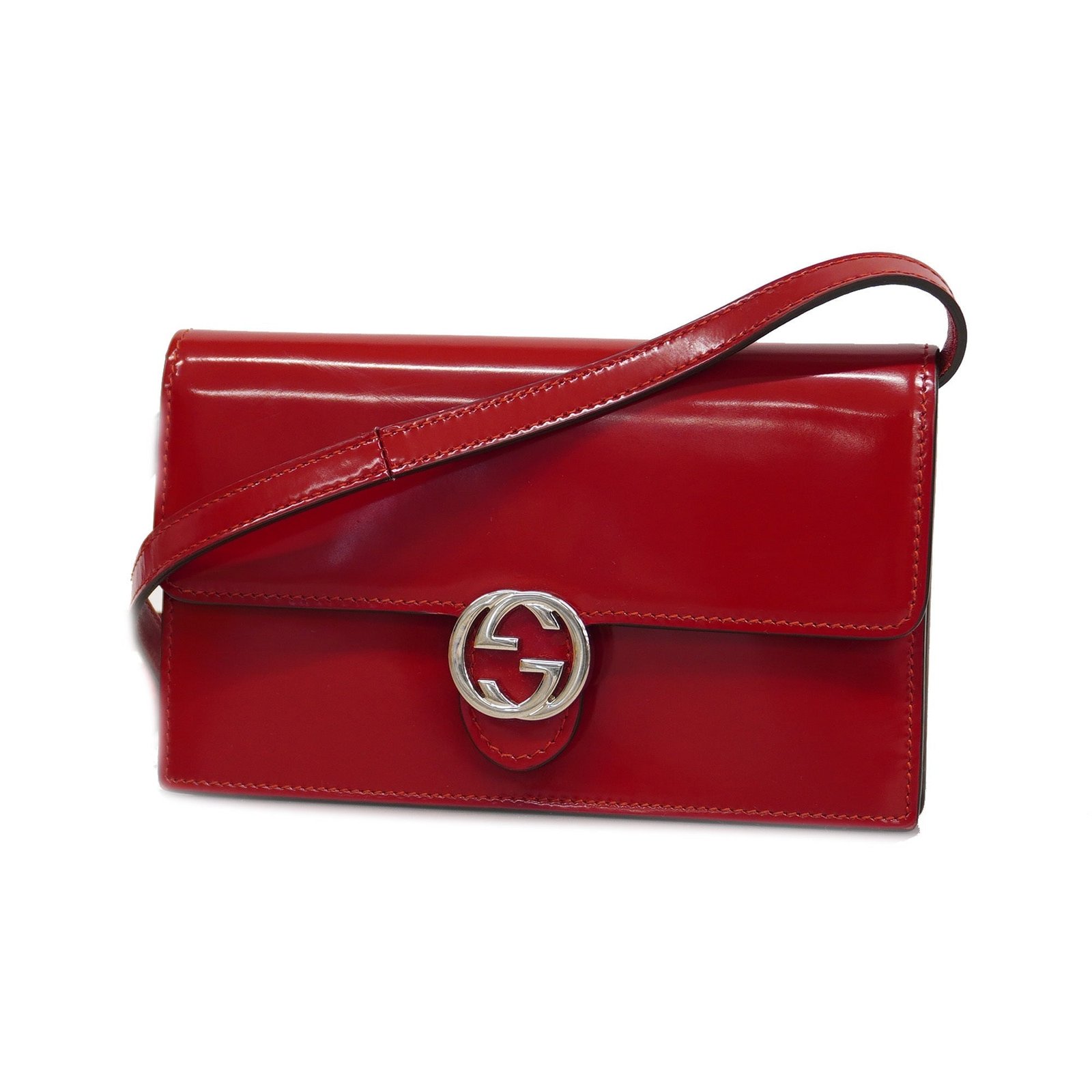 GUCCI Interlocking G 510304 Women's Leather Shoulder Bag Red Color | AlmaBagz - Image 19