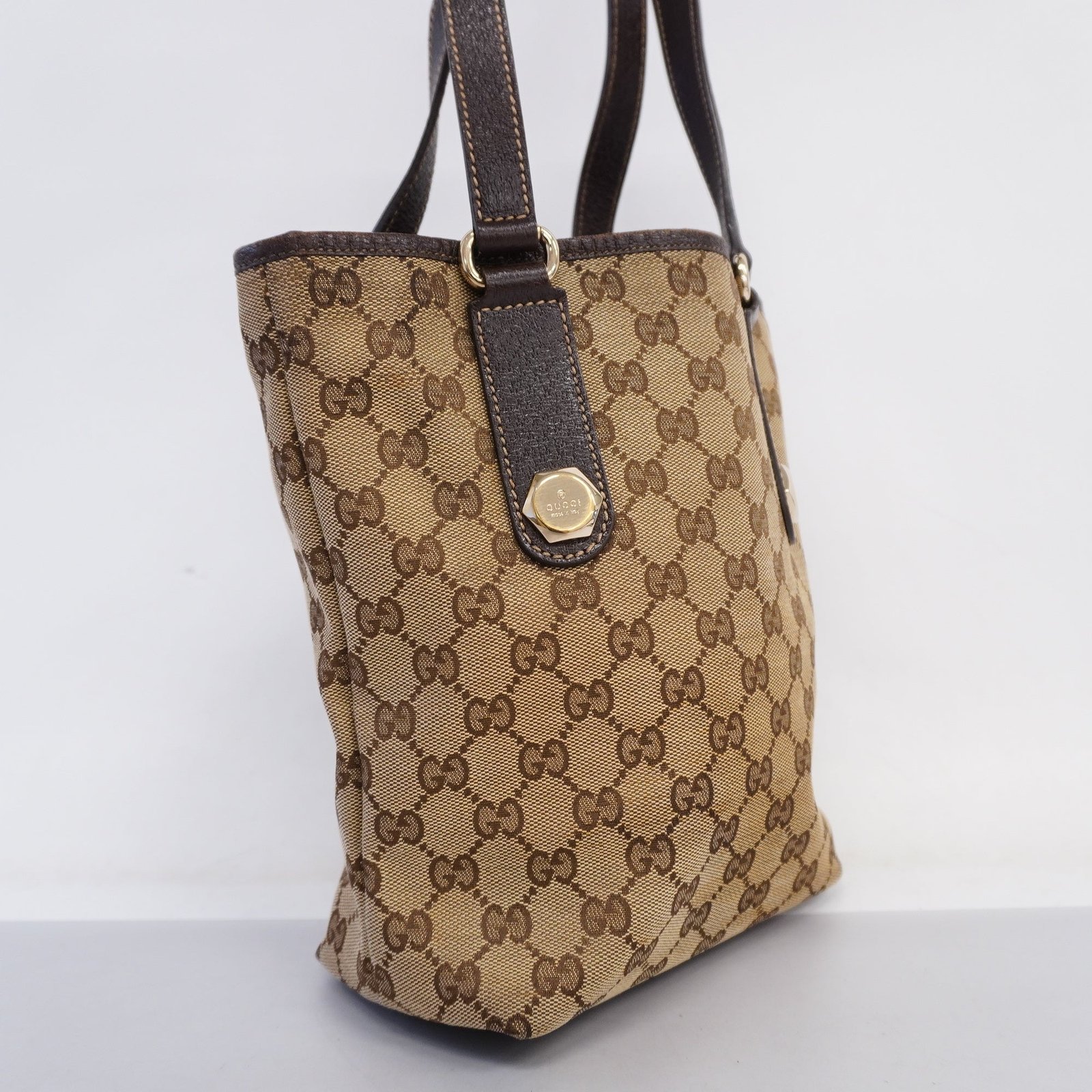 GUCCI 153361 Women's GG Canvas Tote Bag Beige,Brown | AlmaBagz