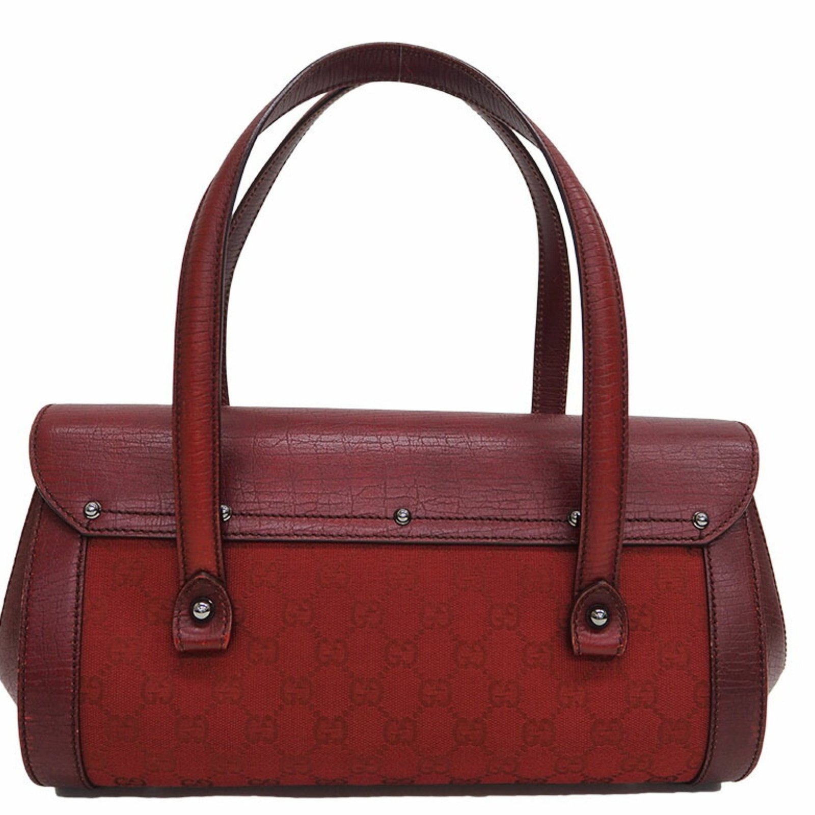 Gucci 111713 GG canvas bamboo handbag red tubular shoulder | AlmaBagz - Image 3