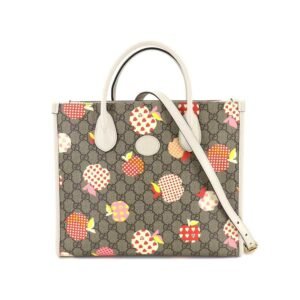 Gucci Le Pomme GG Supreme 2way Tote Shoulder Bag Beige Ivory Red 659983 | AlmaBagz