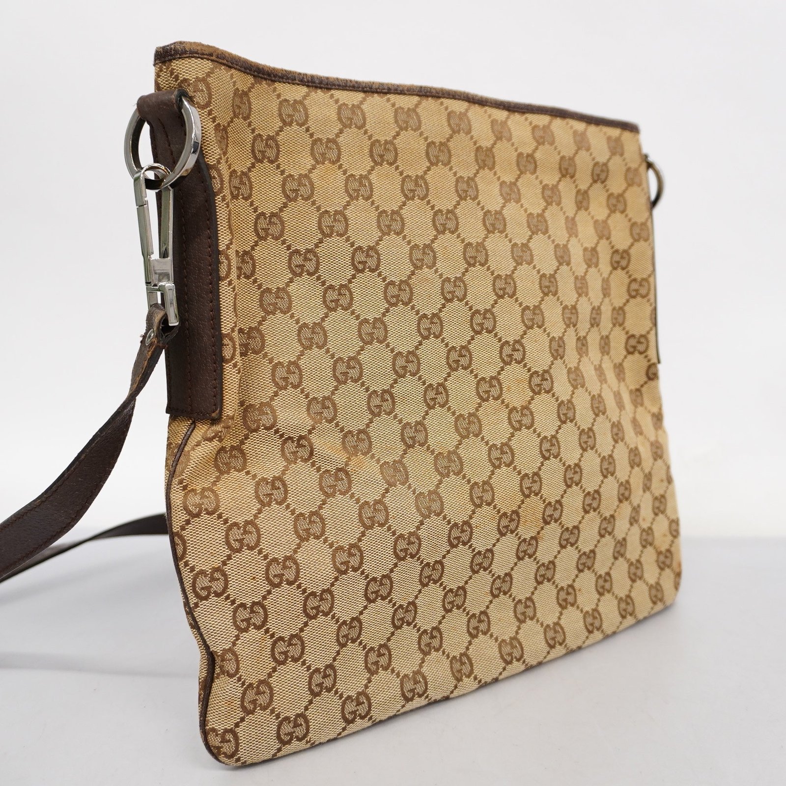 GUCCI GG Canvas Shoulder Bag 113013 Women's Shoulder Bag Beige,Dark Brown | AlmaBagz