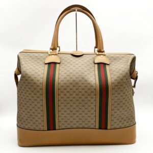 Gucci Boston Bag Travel Micro GG Sherry Line Beige Brown PVC Leather Women's Men's 012 122 | AlmaBagz