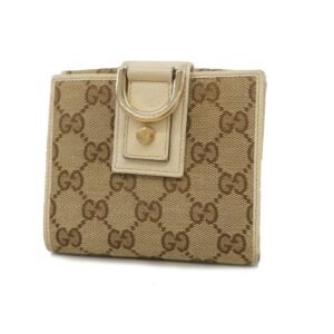Gucci Bi-fold Wallet 141411 Women's GG Canvas Wallet (bi-fold) Beige | AlmaBagz