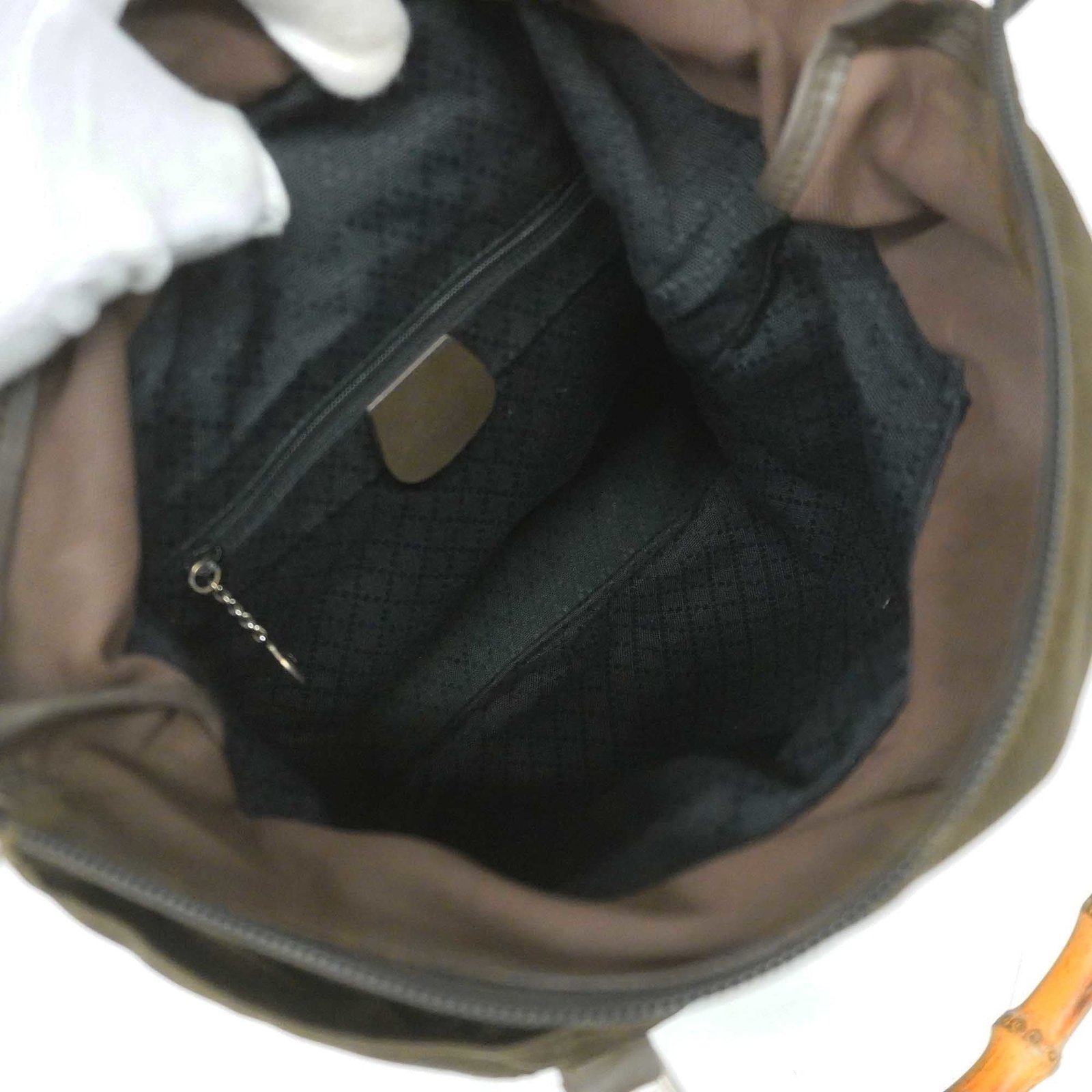 GUCCI Bamboo Handbag 000 1998 0508 Women's Nylon Canvas Handbag Brown | AlmaBagz - Image 4