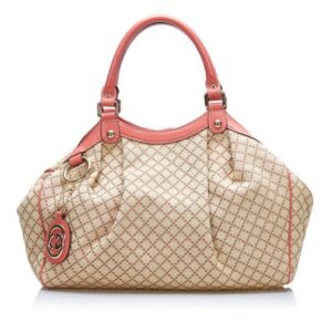 Gucci Diamante Suki Handbag Tote Bag 211944 Beige Pink Canvas Leather Ladies Gucci | AlmaBagz