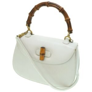 GUCCI bamboo shoulder handbag leather white  strap | AlmaBagz