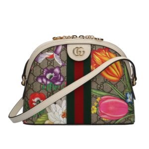 Gucci GG Flora Supreme Shoulder Bag Canvas Beige/Epony Women's | AlmaBagz