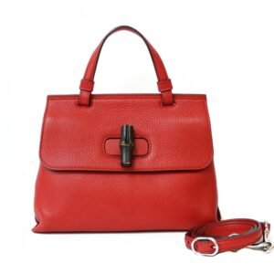 Gucci Shoulder Bag Bamboo Handbag Red Women's Leather | AlmaBagz