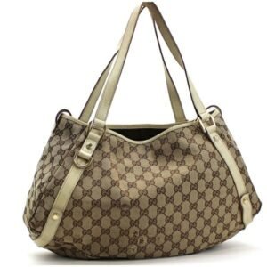 Gucci Tote Bag Shoulder GG Canvas x Leather Beige Ivory 130786 GUCCI Ladies | AlmaBagz