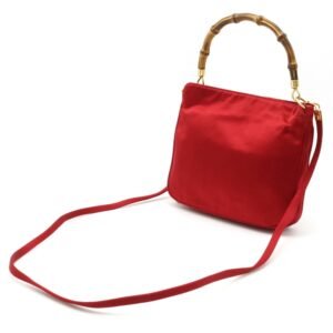 GUCCI Bamboo Handbag Shoulder Bag Satin Red 005.781.0315 | AlmaBagz