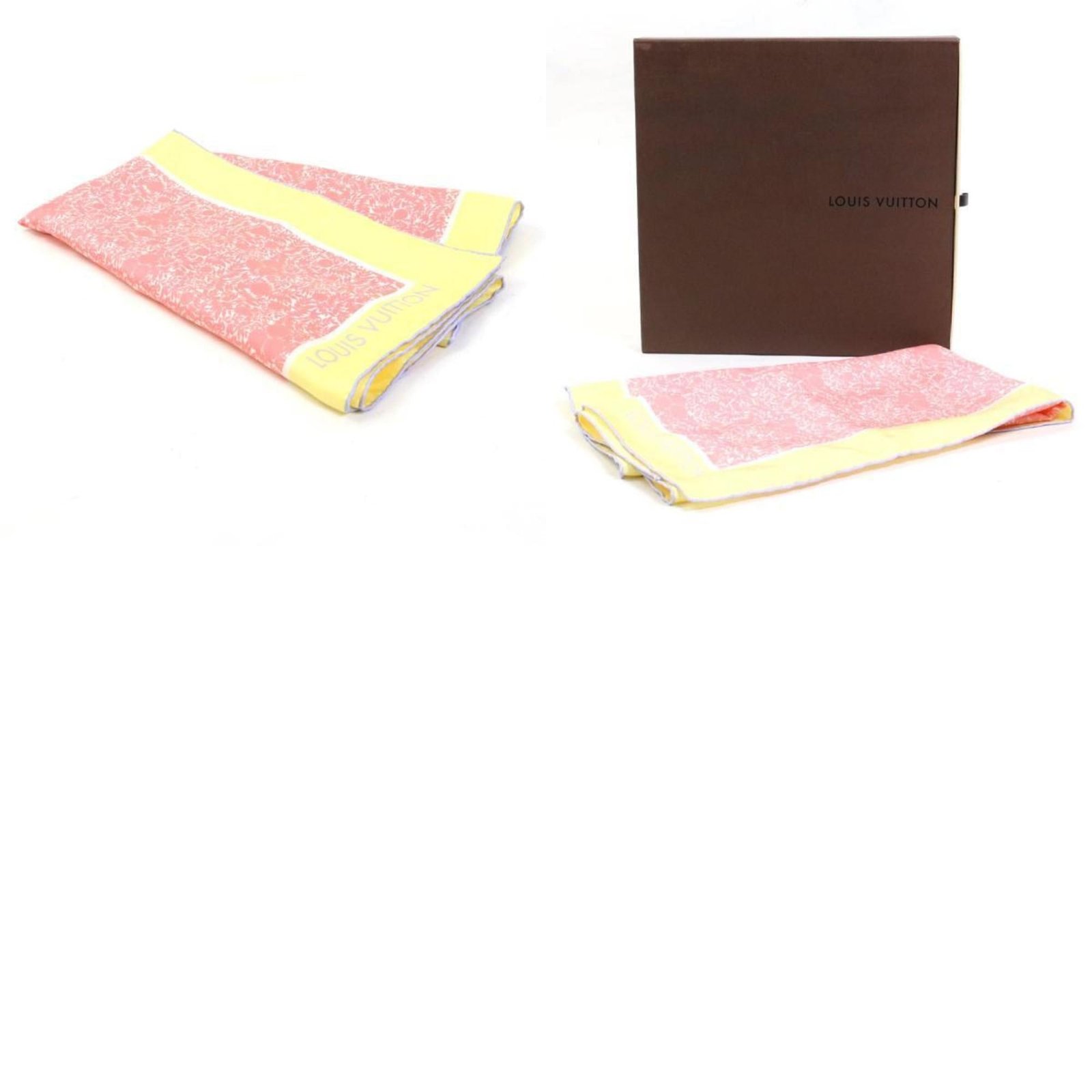 LOUIS VUITTON Scarf Silk Yellow/Pink Ladies M75273 e55766a | AlmaBagz - Image 4