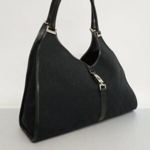 GUCCI  Jackie 124407 Women's GG Canvas,Leather Handbag Black | AlmaBagz