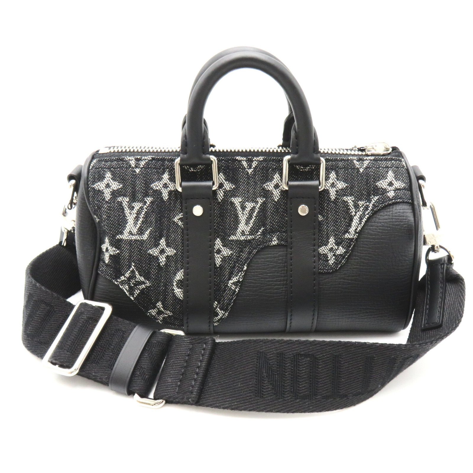 LOUIS VUITTON Drip Keepall XS Black Monogram denim denim leather M81010 | AlmaBagz