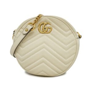 Gucci Shoulder Bag GG Marmont 550154 Leather Ivory Gold metal | AlmaBagz