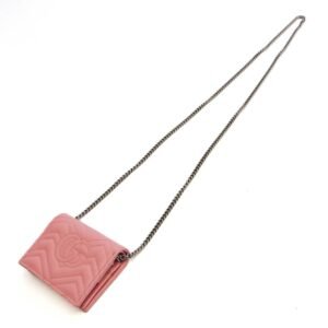 GUCCI GG Marmont 625693 Women's Leather Chain/Shoulder Wallet Pink | AlmaBagz