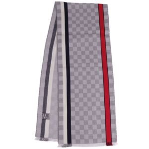 LOUIS VUITTON muffler stole Echarpe Damier LV wool 100% ladies gray | AlmaBagz