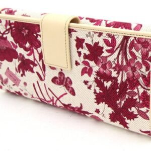 GUCCI W long wallet 112715 Purple White Canvas Leather Flower Ladies | AlmaBagz