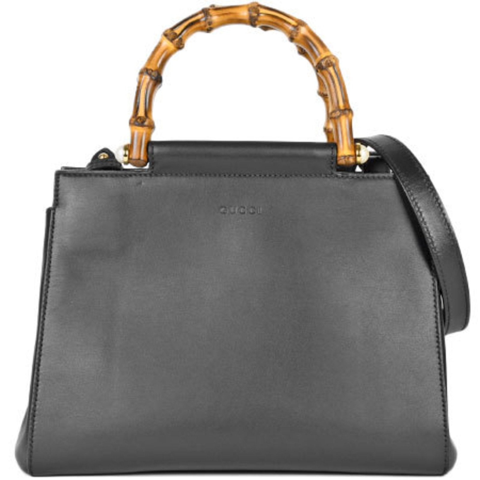 Gucci Nimfair Bamboo Handbag Shoulder Bag 2Way Leather Black 453767 | AlmaBagz