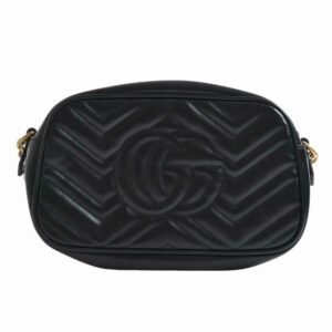 Gucci GG Marmont Leather Quilted Small Chain Shoulder Bag Black | AlmaBagz