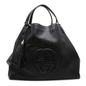 Gucci Interlocking Tassel Bag Women's Tote 282308 Leather Black | AlmaBagz