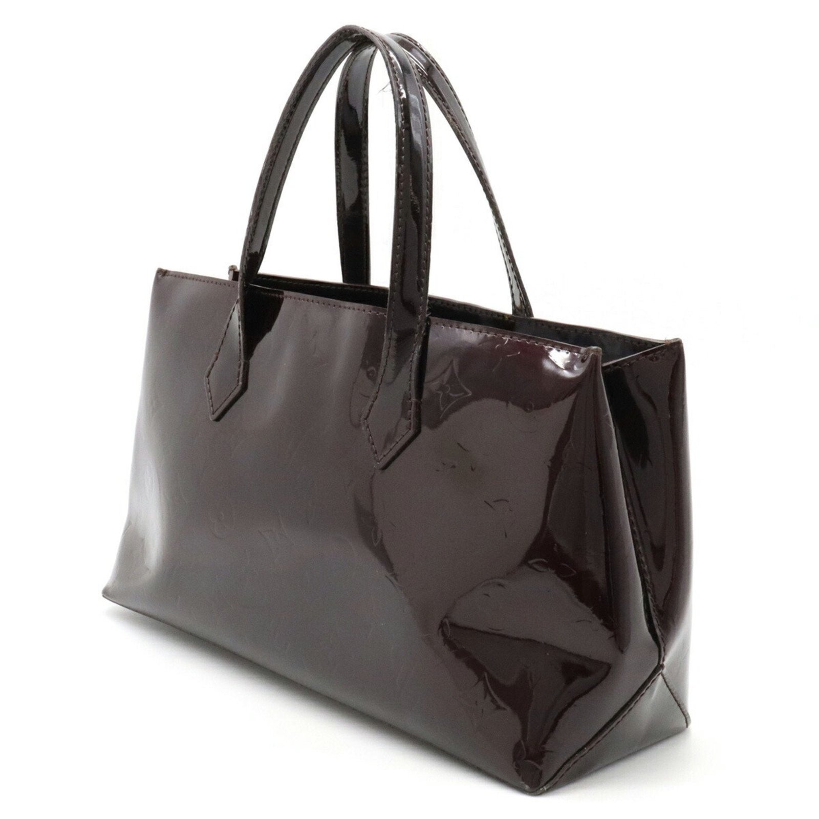 LOUIS VUITTON Monogram Vernis Wilshire PM Handbag Tote Bag Enamel Calf Amarant M93641 | AlmaBagz