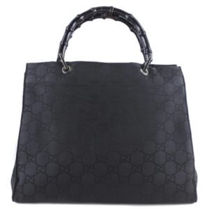 Gucci Bamboo 002-1010 GG Canvas Black Unisex Tote Bag | AlmaBagz