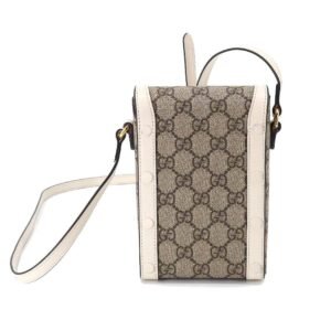 GUCCI Horsebit 1955 Mini Shoulder Bag GG Supreme Leather White Beige 625615 | AlmaBagz