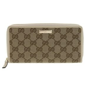 Gucci Wallet Women's Long GG Canvas 307980 Brown Ivory Round | AlmaBagz