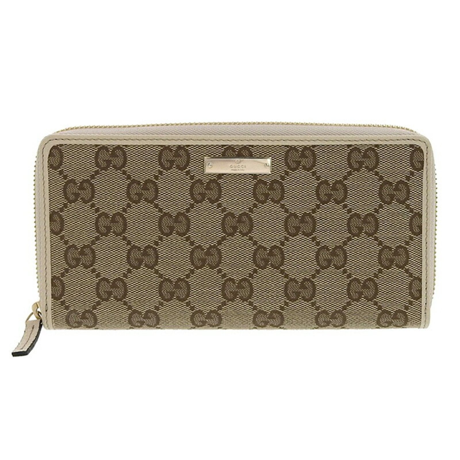 Gucci Wallet Women's Long GG Canvas 307980 Brown Ivory Round | AlmaBagz