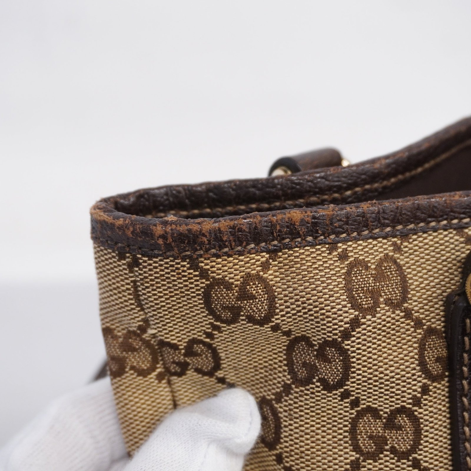 GUCCI 153361 Women's GG Canvas Tote Bag Beige,Brown | AlmaBagz - Image 17