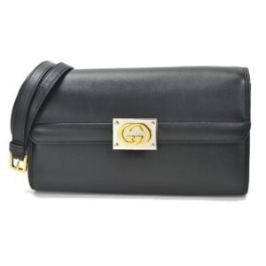 Gucci Shoulder Bag Clutch 2Way Interlocking G Black Leather GUCCI Women's 628521 | AlmaBagz