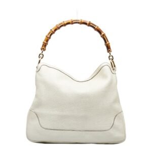 GUCCI Bamboo GG Canvas Handbag Shoulder Bag 282315 White Leather Ladies | AlmaBagz