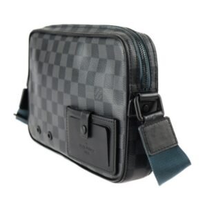 LOUIS VUITTON Alpha Messenger Shoulder Bag N40188 Damier Graphite Canvas Leather Black | AlmaBagz
