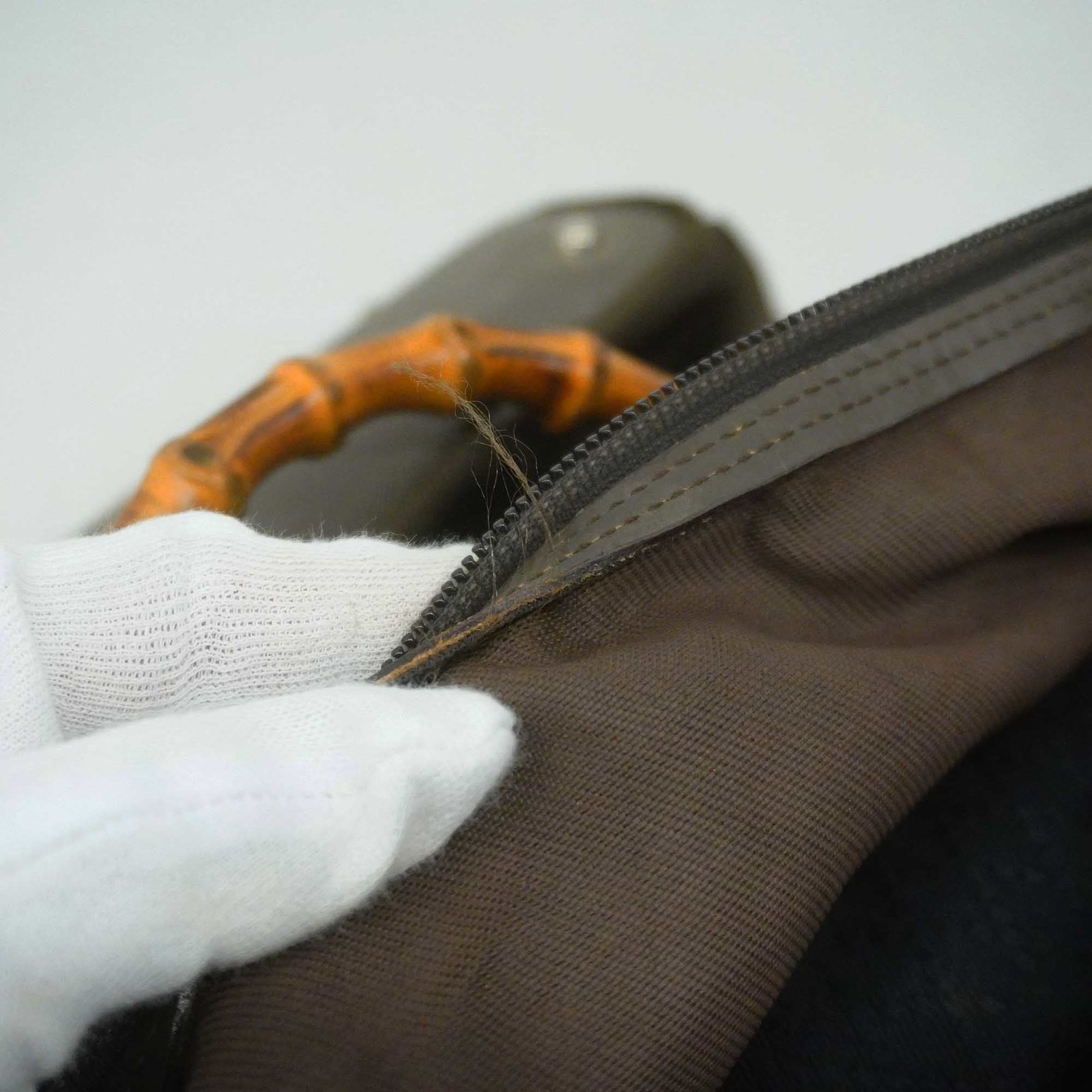 Gucci Bamboo Handbag 000 1998 0508 Women's Nylon Canvas Handbag Brown | AlmaBagz - Image 14