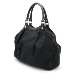 GUCCI Sookie GG Canvas Tote Bag Handbag Leather Black 211944 | AlmaBagz