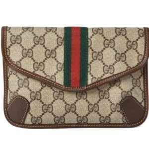 Gucci Clutch Pouch/Multi Pouch GUCCI GG Supreme Brown/Beige Webline | AlmaBagz