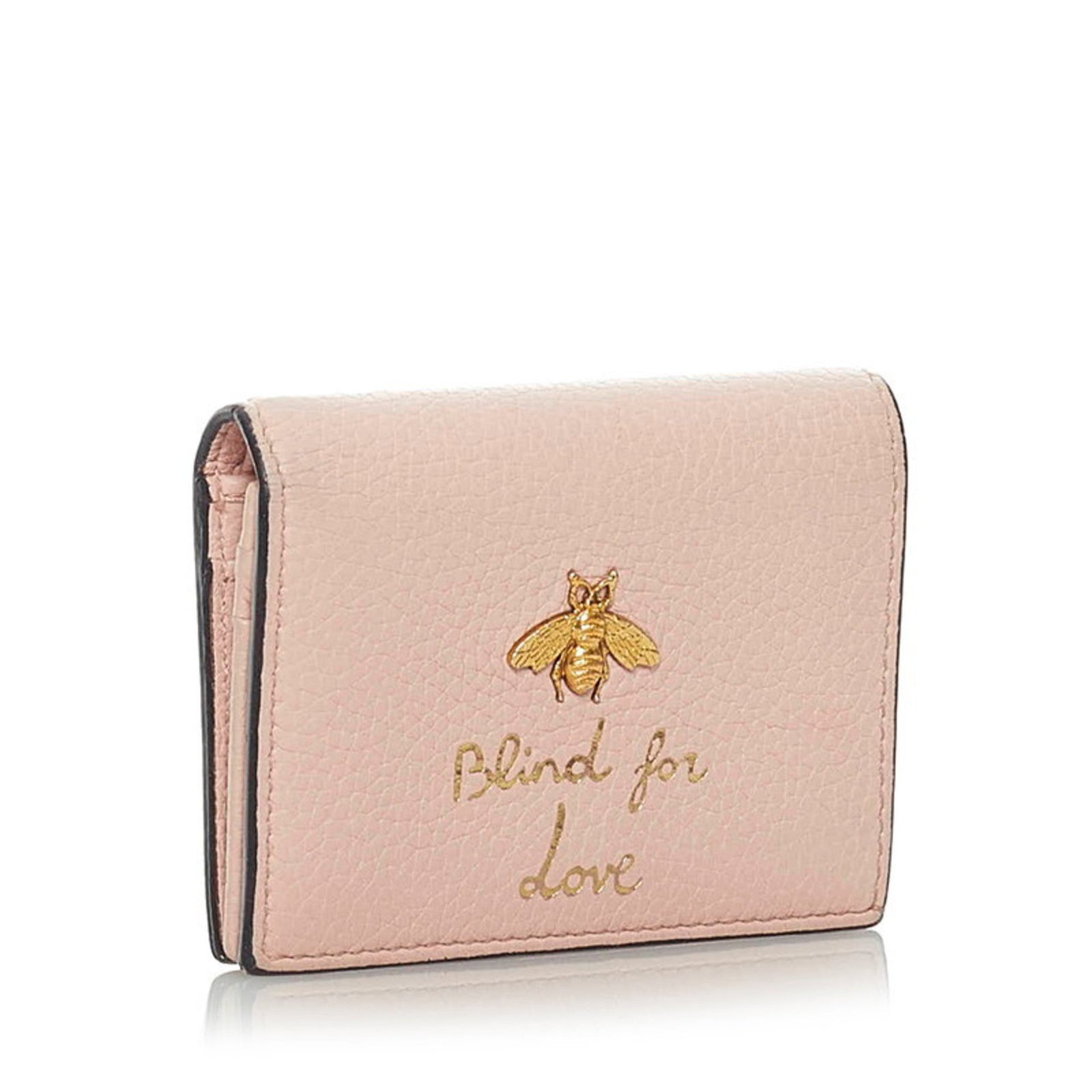 Gucci Animalier Bee Bifold Wallet 460185 Pink Leather Ladies GUCCI | AlmaBagz - Image 2