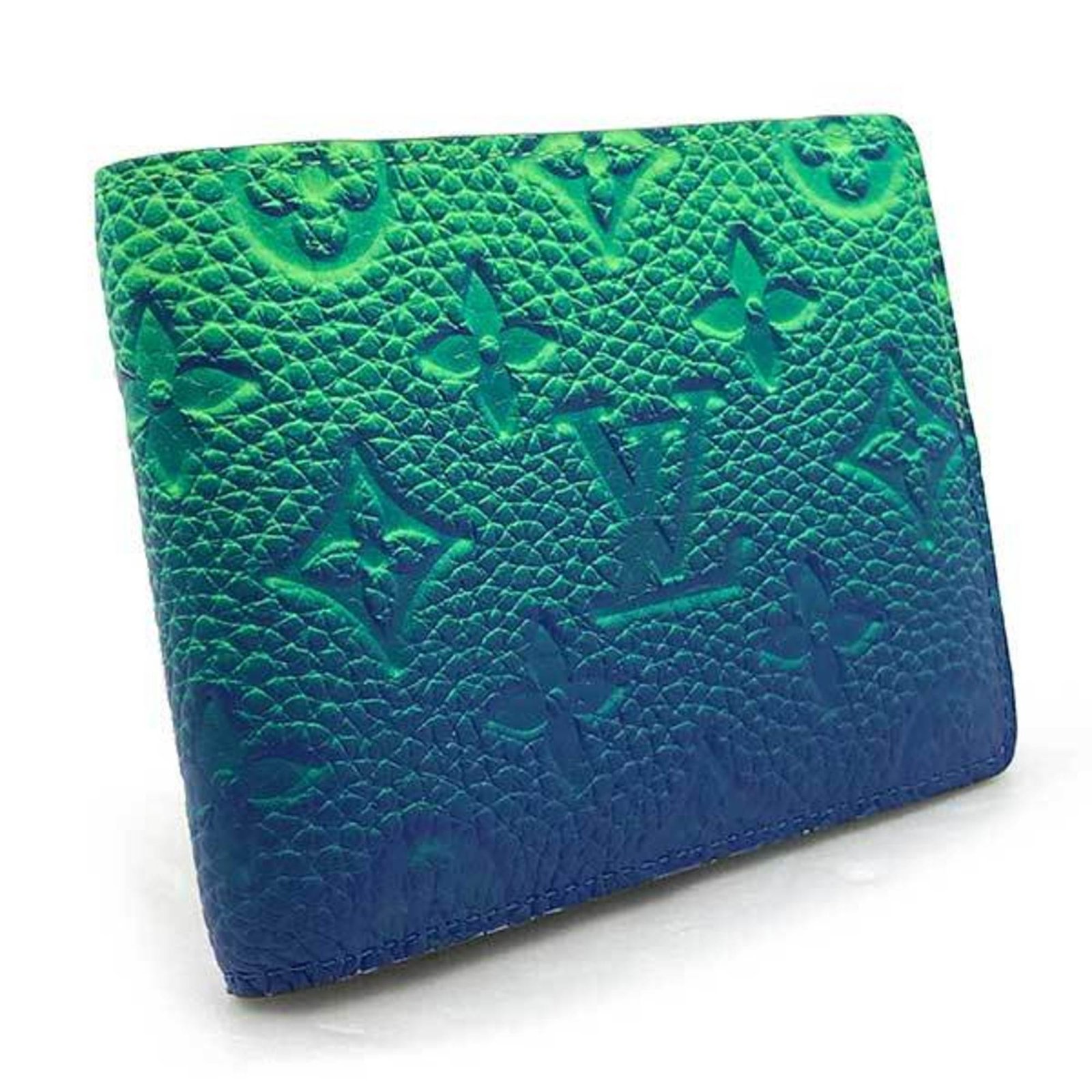 LOUIS VUITTON Portofeuil Slender NM Wallet Long Monogram Neon Color Blue x Green Men Women M81242 | AlmaBagz - Image 2