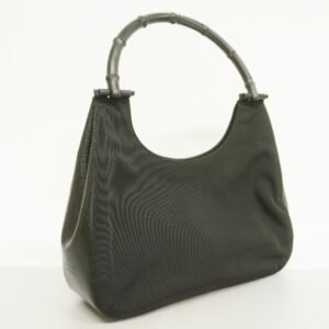 GUCCI Bamboo Handbag 001 3739 Women's Nylon,Leather Handbag Black | AlmaBagz