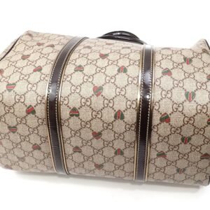 GUCCI Boston Bag GG Supreme Women's Beige Brown PVC Patent Leather 193603 Hand Plus | AlmaBagz