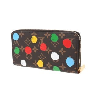 LOUIS VUITTON Monogram Painted Dot LV x YK Yayoi Kusama Zippy Brown M81864 Long Wallet | AlmaBagz
