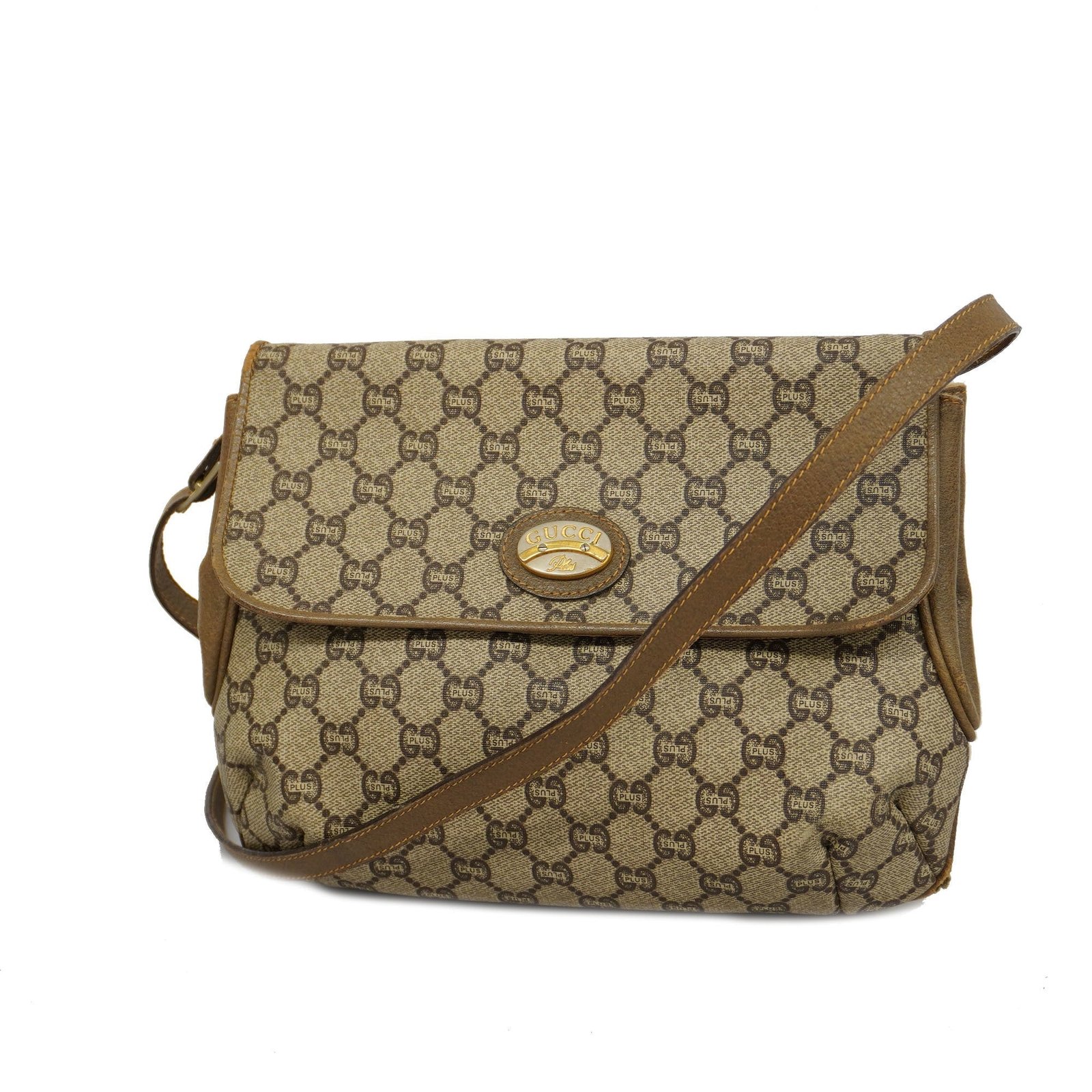 GUCCI GG Plus 122754 PVC Shoulder Bag Beige,Brown | AlmaBagz - Image 18
