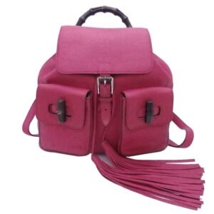 Gucci rucksack backpack bamboo tassel magenta leather ladies 370833 | AlmaBagz