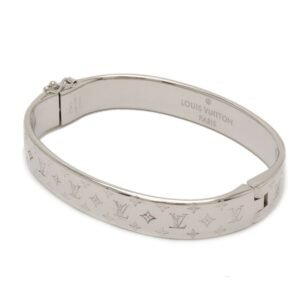 LOUIS VUITTON Cuff Nanogram Bangle Bracelet #S S Size Metal Silver Color M00249 | AlmaBagz