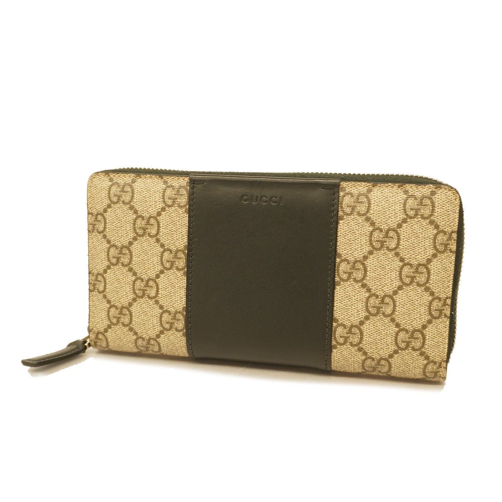 Gucci Long Wallet 451249 GG Supreme Beige/Black Silver metal | AlmaBagz