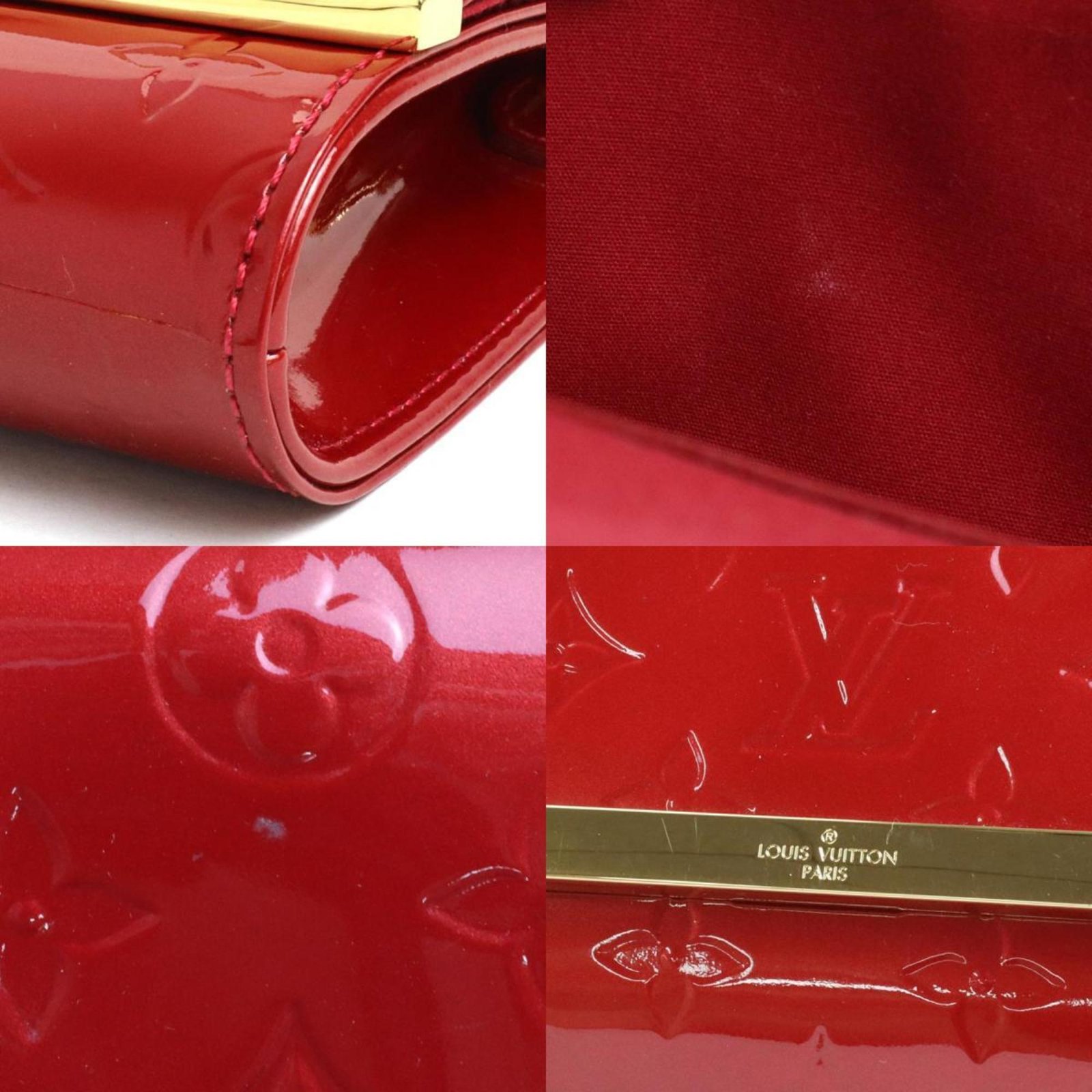 LOUIS VUITTON Shoulder Bag Diagonal Monogram Verni Clutch Anna Patent Leather Red Gold Women's M90092 | AlmaBagz - Image 2