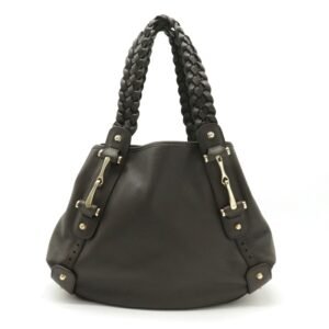 Gucci horsebit shoulder bag leather charcoal brown 336654 | AlmaBagz