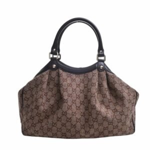 GUCCI GG Sookie Jacquard NEP Leather Blue Dot Handbag 211944 Beige Brown Women's | AlmaBagz