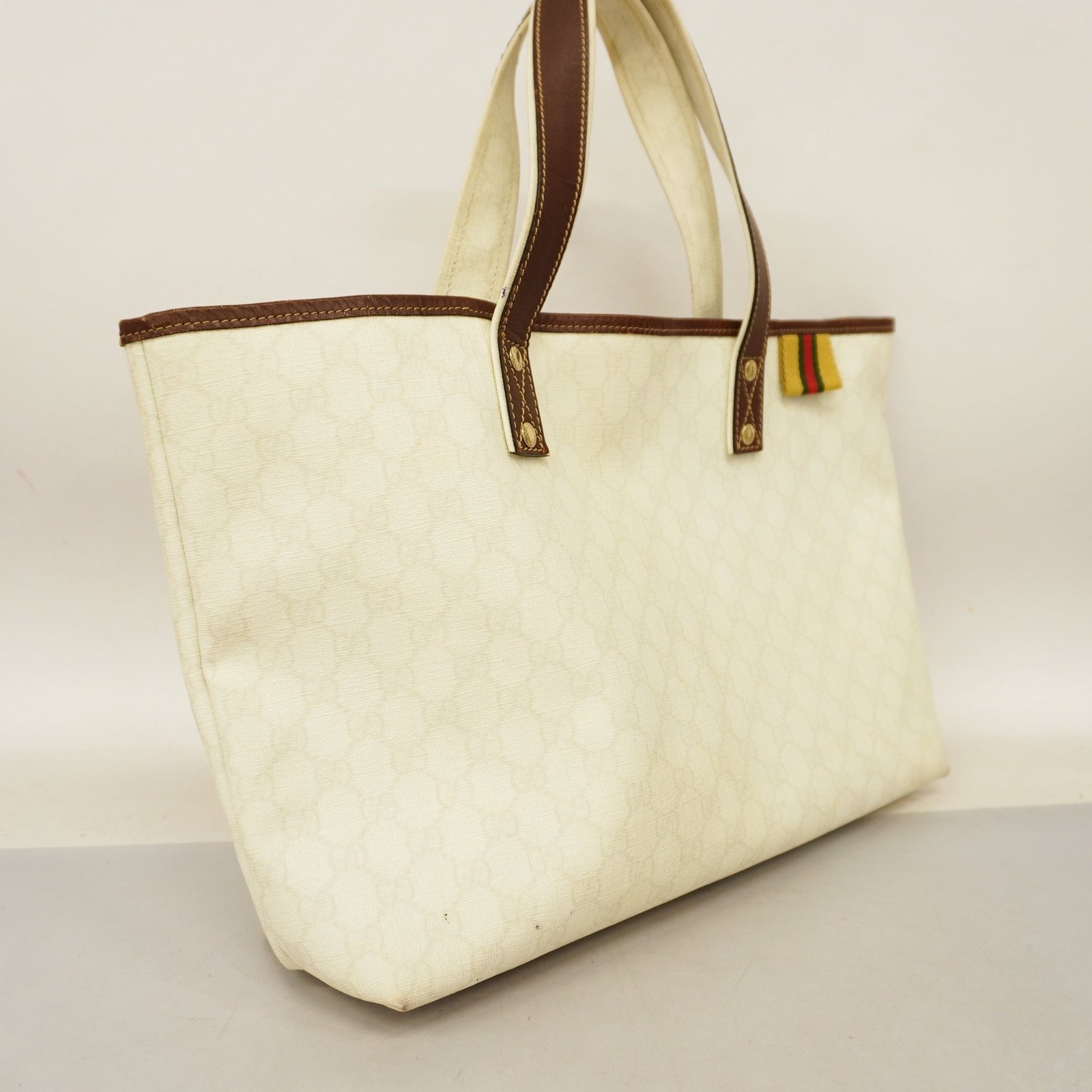 GUCCI Tote Bag 211134 Women's GG Supreme,Leather Tote Bag Brown,Ivory | AlmaBagz